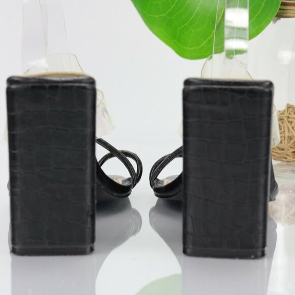 Nasty Gal Womens Sandal Size 6 Black Clear Strappy Mule Square Toe Block Heel - Picture 5 of 12